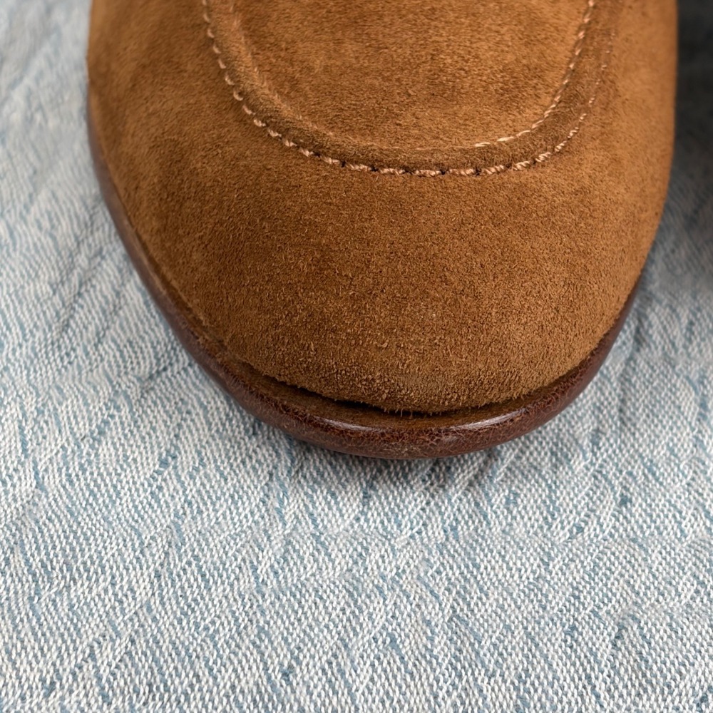 Ralph Lauren Purple Label Quillis Tassel Loafers Teak Calf Suede EU 38.5 US 8.5 - Picture 13 of 16